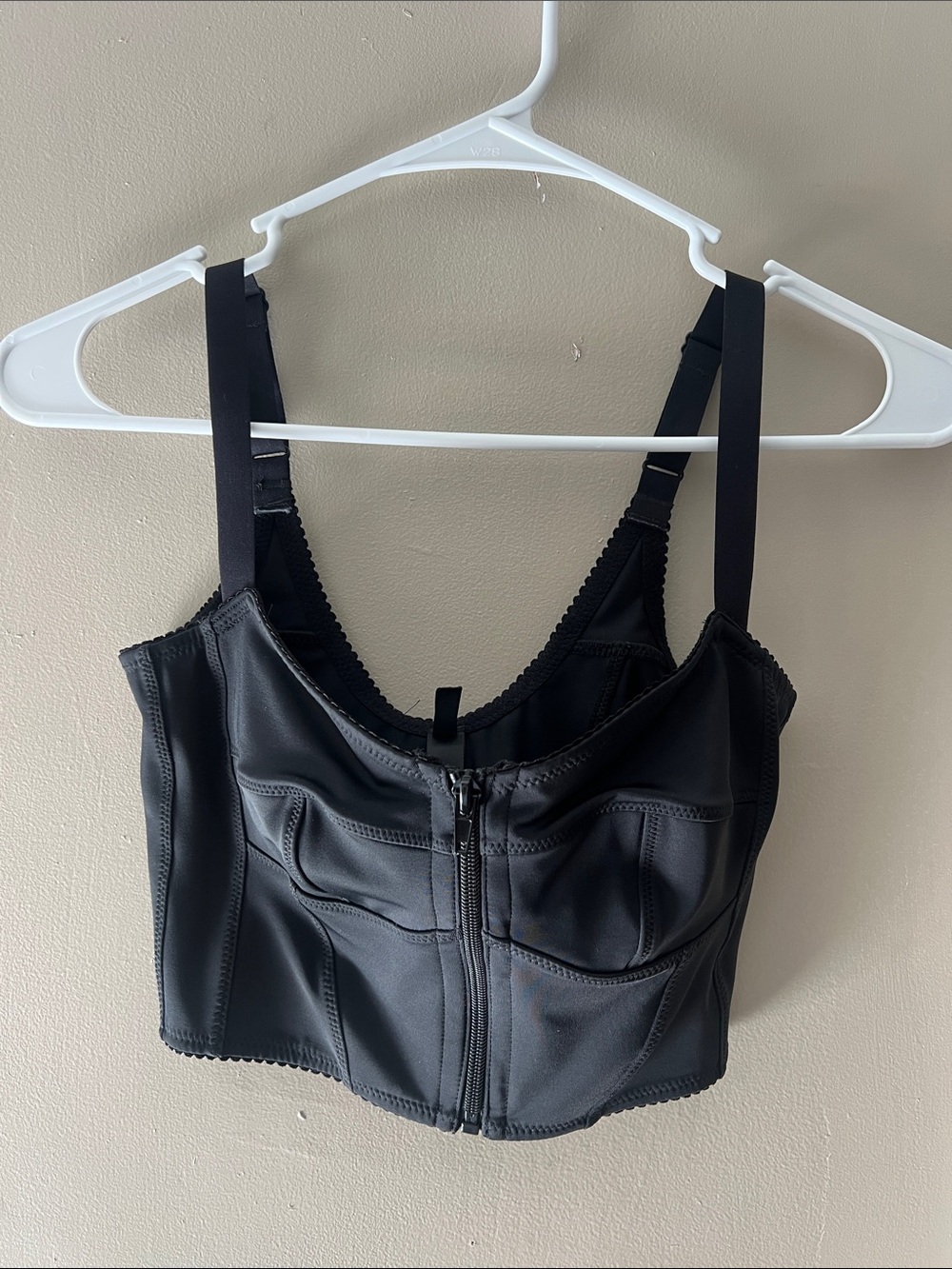 SKIMS Black Front-Zip Bustier Crop Top